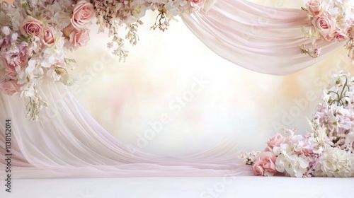 A romantic wedding backdrop with plenty of empty space for adding text. photo