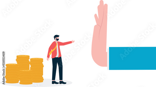 Business corruption give money to manager refuse. Illustration For Wallpaper, Banner, Background, Book Illustration, And Web Landing Page.
