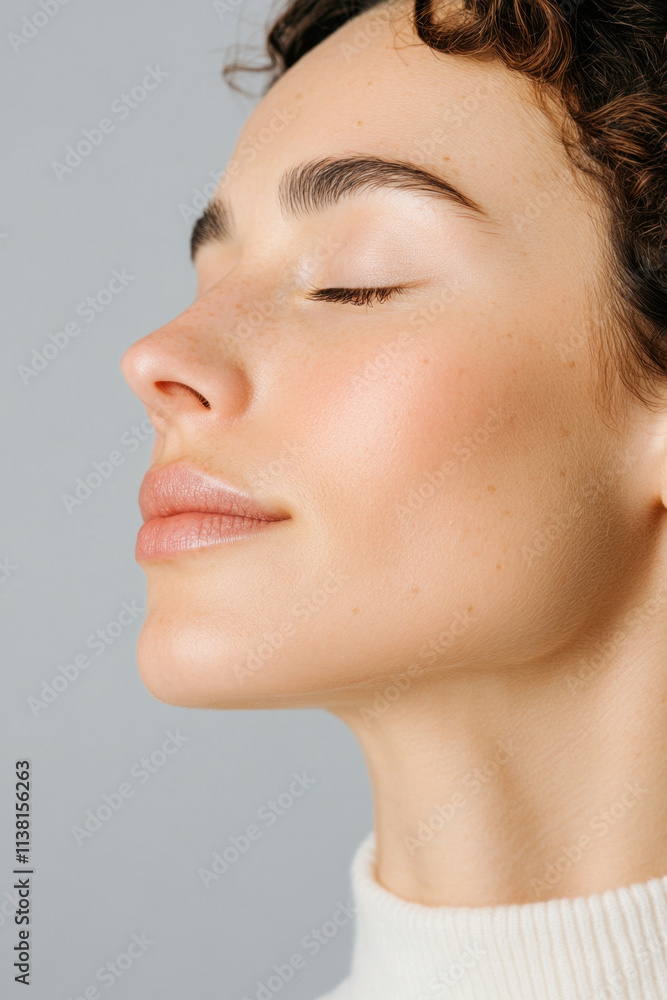 Inhale deeply a person's serene moment of reflection indoor space portrait photography calm environment close-up view Inhale deeply a person's serene moment of reflection indoor space portrait photography calm environment close-up view