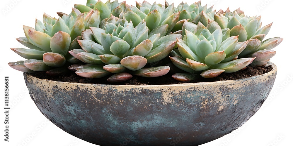 A potted succulent plant with a textured pot A potted succulent plant with a textured pot