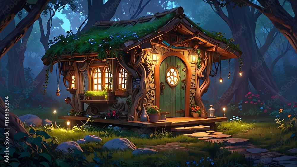 Obraz premium house fairy in the forest