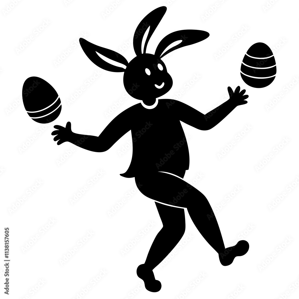 Fototapeta premium Hopping Into Easter Joy vector silhouette