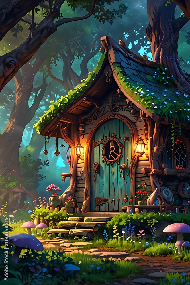 Fototapeta premium house fairy in the forest