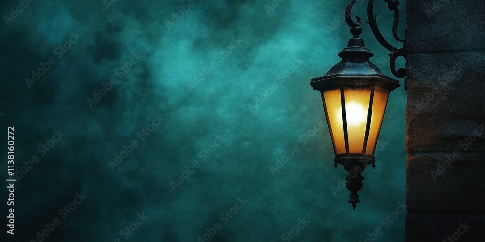 Classic Lantern Illuminating Dark Background Classic Lantern Illuminating Dark Background