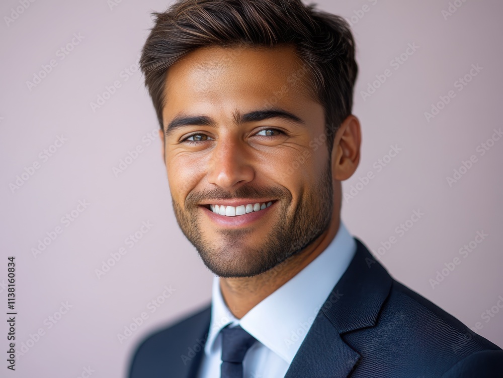 Confident businessman with a suit and a smile in a studio background, He looking at the camera Confident businessman with a suit and a smile in a studio background, He looking at the camera