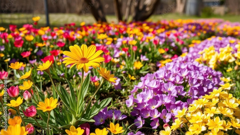 Beautiful daffodil flowers blooming in a vast field under the warm sun, creating a picturesque scene, botany, outdoors, nature Beautiful daffodil flowers blooming in a vast field under the warm sun, creating a picturesque scene, botany, outdoors, nature