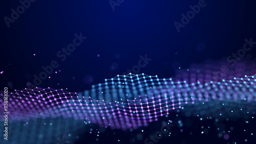 Abstract wave of musical sounds. Smooth information transfer. 3D rendering.