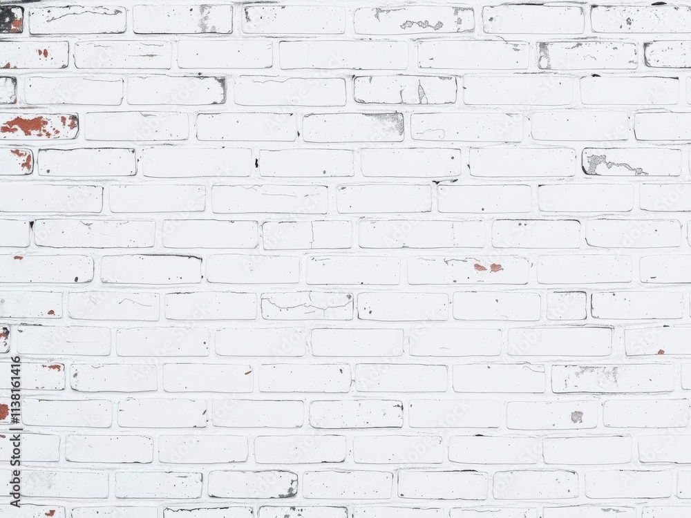 Fototapeta premium White weathered brick wall with a grungy texture, perfect for urban backgrounds or industrial concepts, texture, industrial