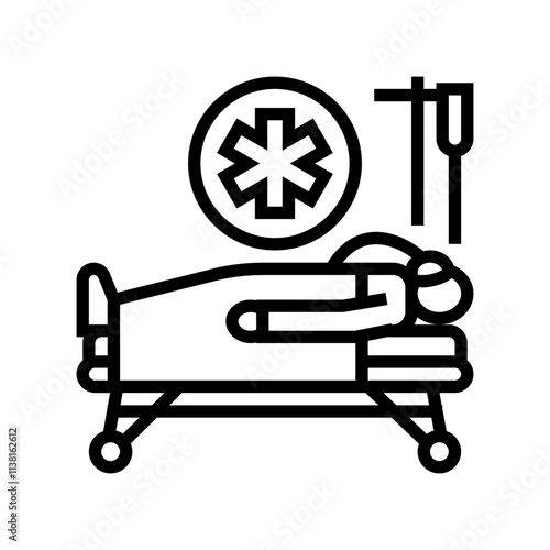 emergency room fracture injury line icon vector. emergency room fracture injury sign. isolated contour symbol black illustration
