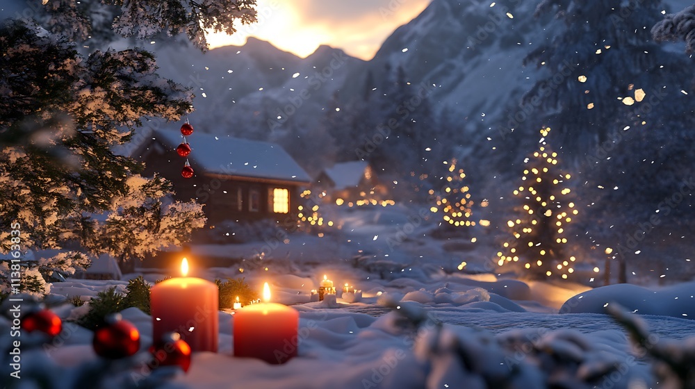 Christmas Scene With Ornaments And Pinecones On Wooden Surface Christmas Scene With Ornaments And Pinecones On Wooden Surface