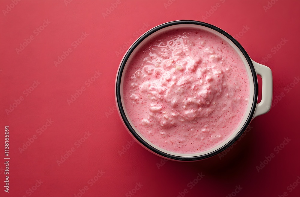 Pink creamy dessert in a small bowl Pink creamy dessert in a small bowl