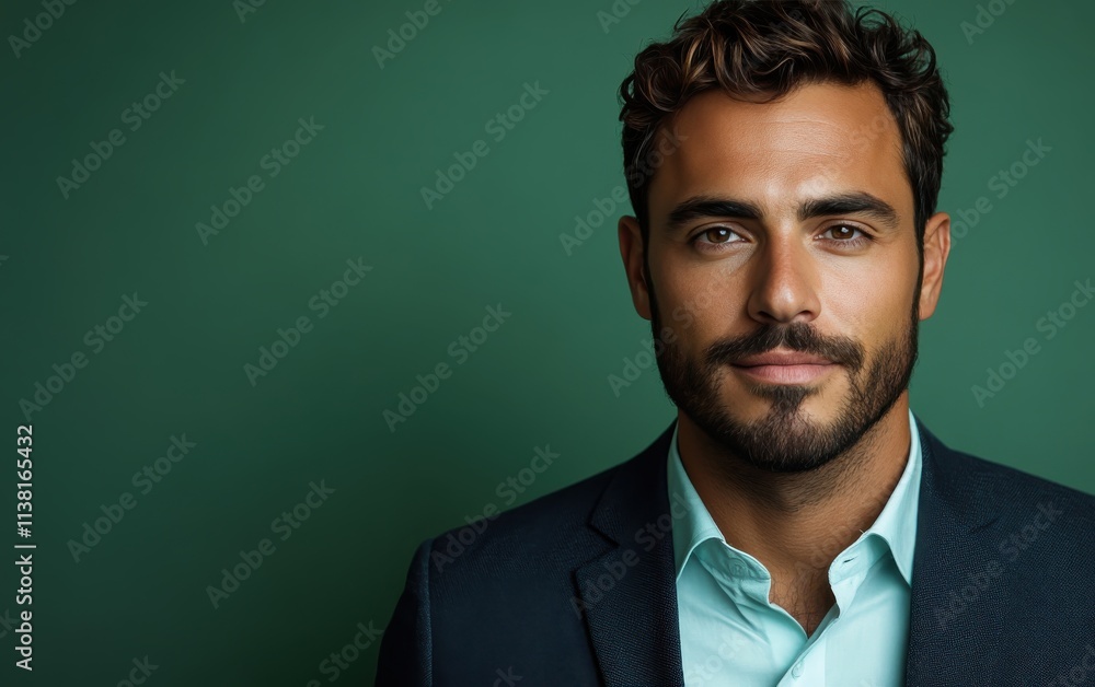 Confident businessman with a suit and a smile in a studio background, He looking at the camera Confident businessman with a suit and a smile in a studio background, He looking at the camera