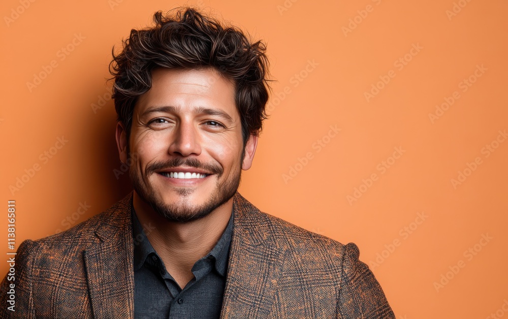 Obraz premium Confident businessman with a suit and a smile in a studio background, He looking at the camera