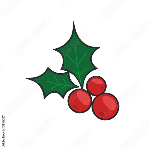 Cherry fruit with outline in flat vector design.