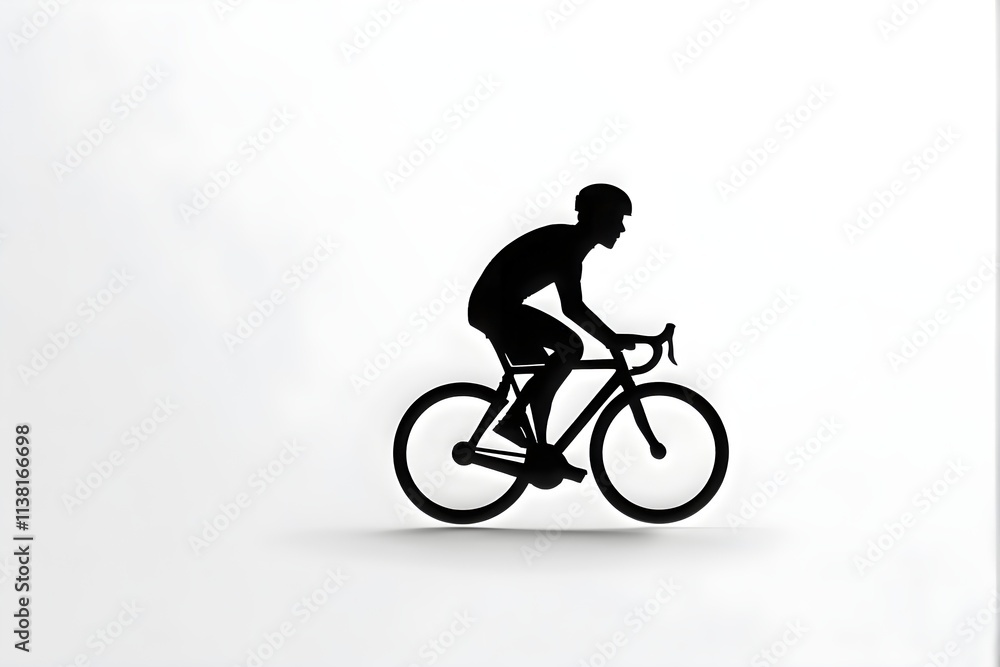 Obraz premium black icon on a white background, symbol for a cyclist on a triathlon bike