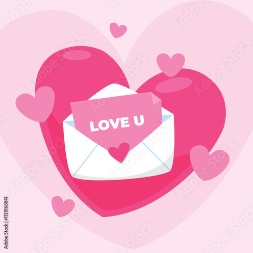 LETTER IN LOVE VALENTINE DAY VECTOR ILLUSTRATION