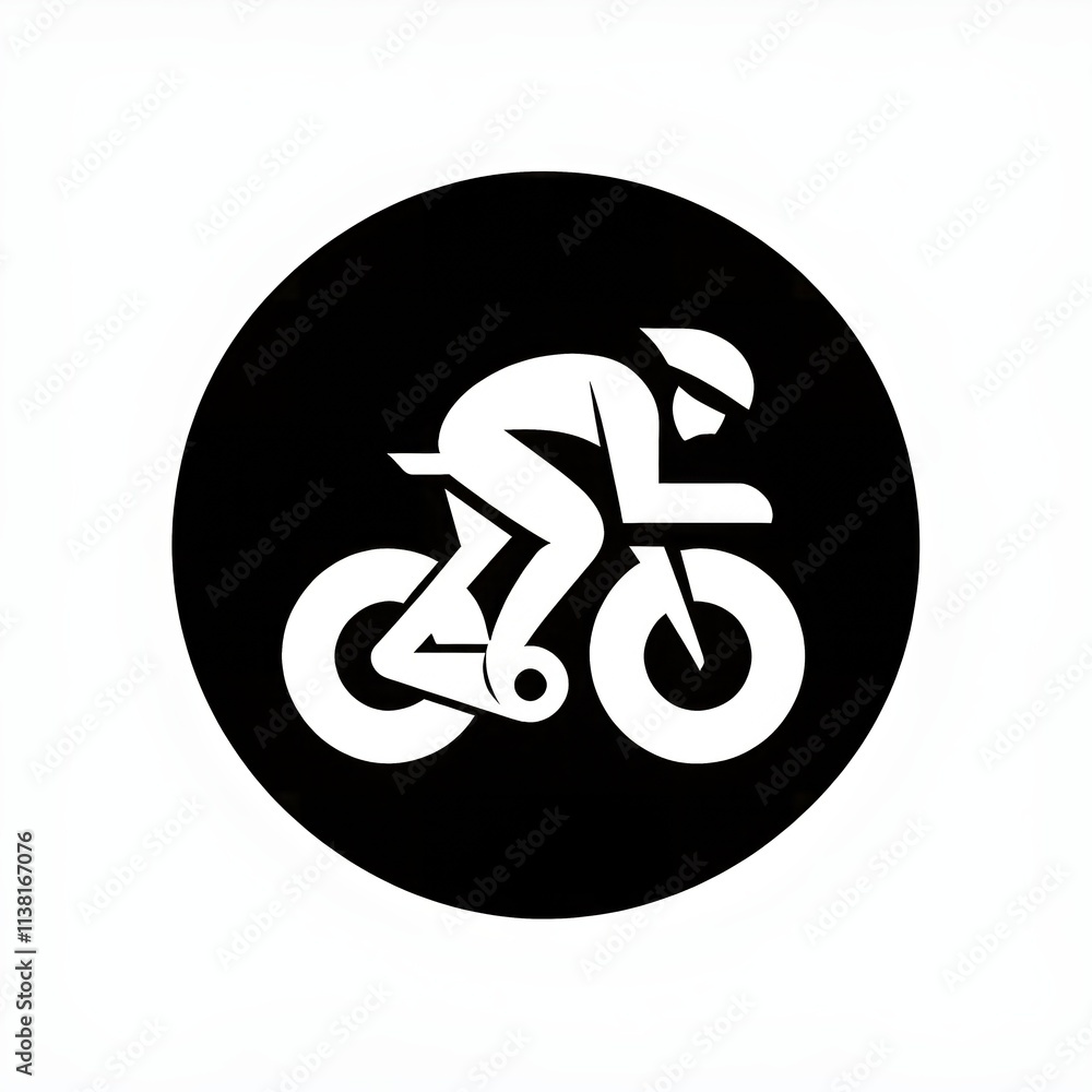 black icon on a white background, symbol for a cyclist on a triathlon bike black icon on a white background, symbol for a cyclist on a triathlon bike