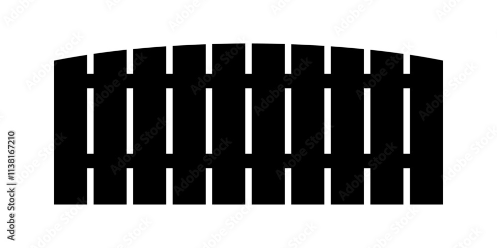 Isolated vector wooden fence shape. Black vector fence symbol flat icon. Isolated vector wooden fence shape. Black vector fence symbol flat icon.