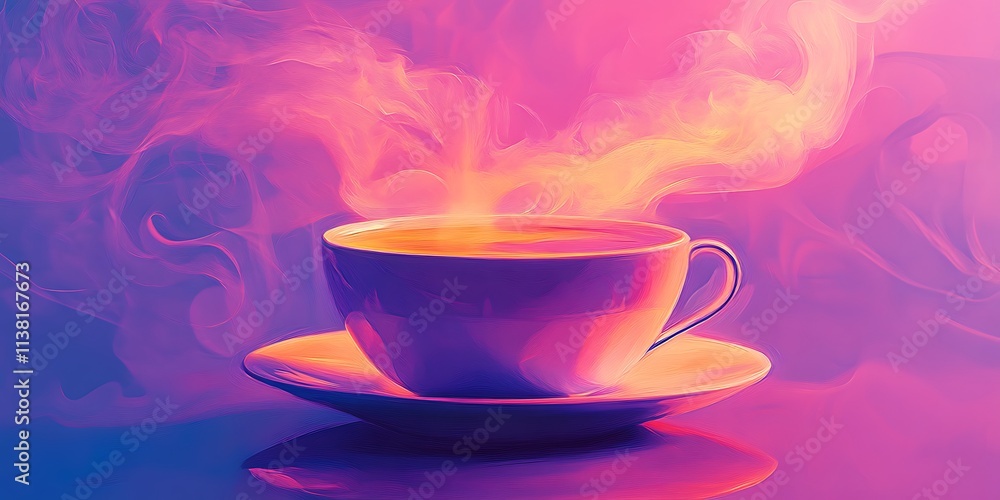 A cup of hot tea with steam rising A cup of hot tea with steam rising