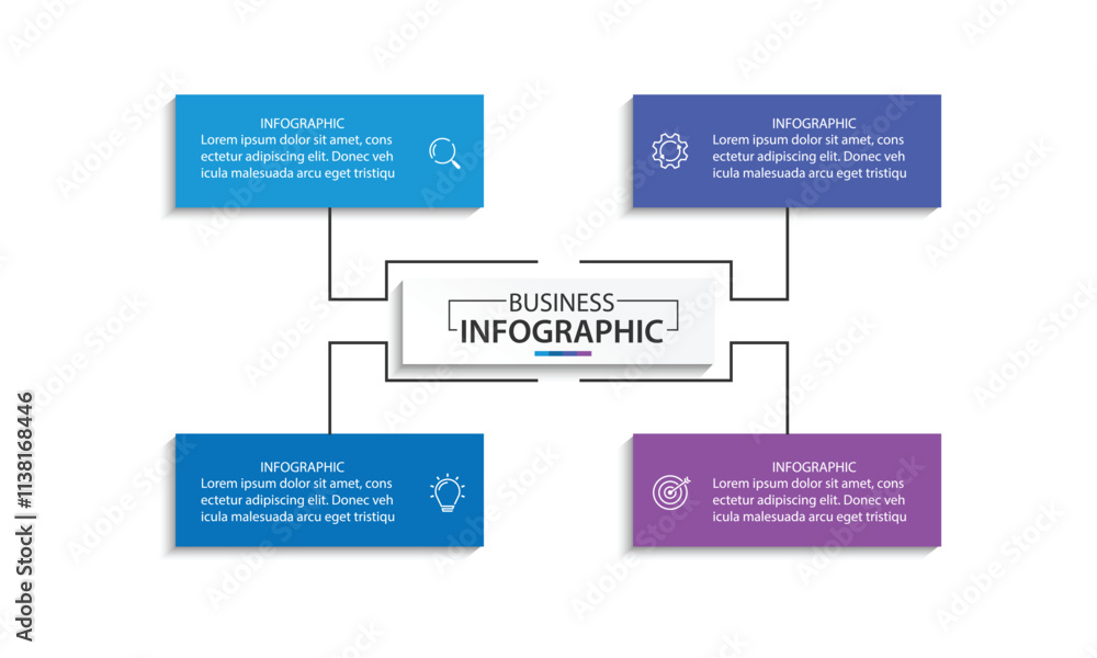 Business infographic template. 4 Step timeline journey. vector illustration Business infographic template. 4 Step timeline journey. vector illustration