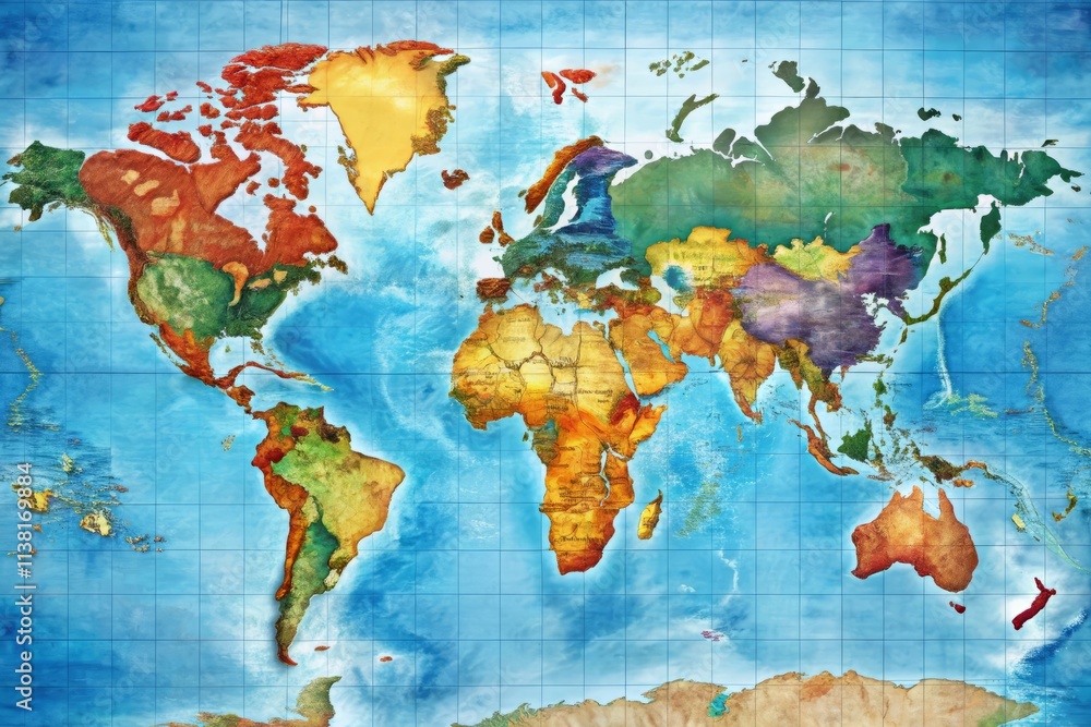 Continent Map High Resolution World Map High-Detail : Continents, Countries, Oceans, Seas, Lakes ...