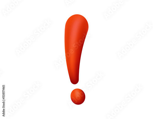 A vivid red exclamation mark stands out prominently on a plain white background, symbolizing emphasis and urgency.