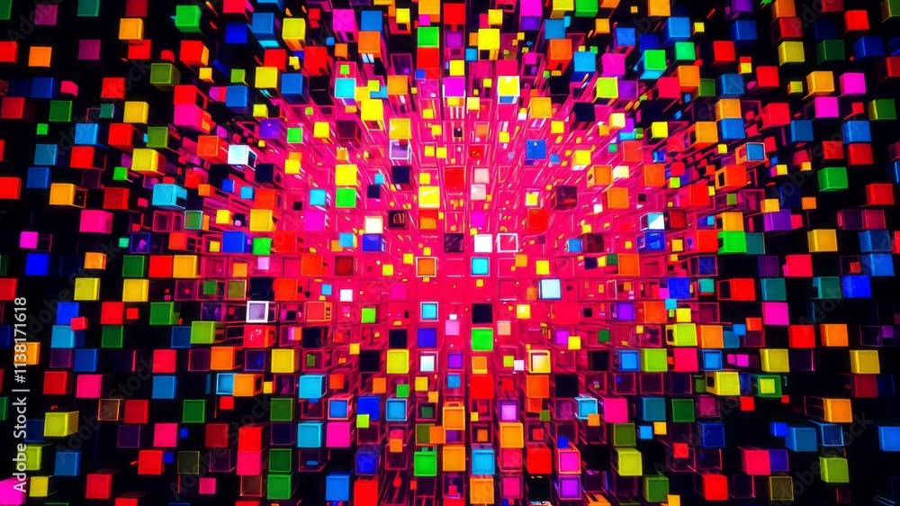 Pixelated Eruption Abstract Background - Dynamic Square Explosion Art Pixelated Eruption Abstract Background - Dynamic Square Explosion Art