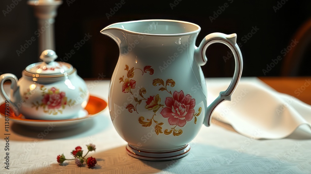 Fototapeta premium Porcelain Pitcher - Bright, Detailed, Photorealistic AI Art