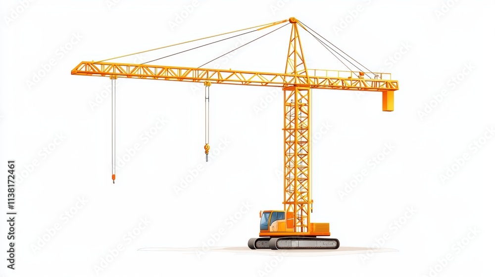 Construction site mobile crane digital art & engineering concept Construction site mobile crane digital art & engineering concept