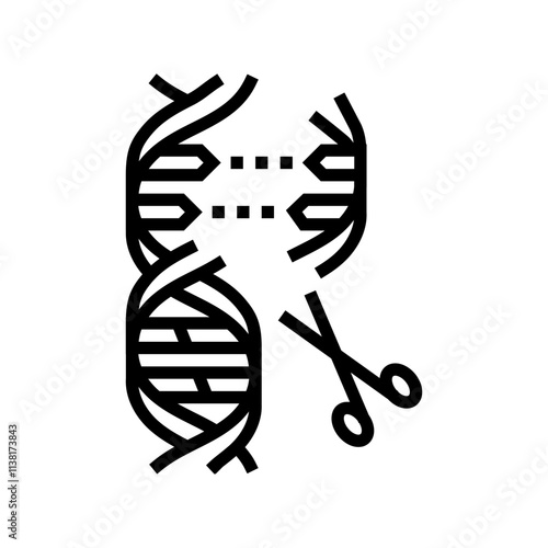 gene editing scissors genetic line icon vector. gene editing scissors genetic sign. isolated contour symbol black illustration