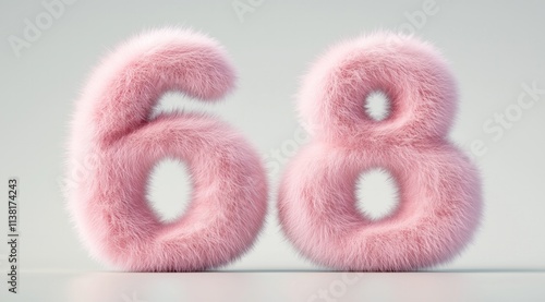 Fluffy Pink Number Sixty Eight: A Soft and Cute Digital Artwork
