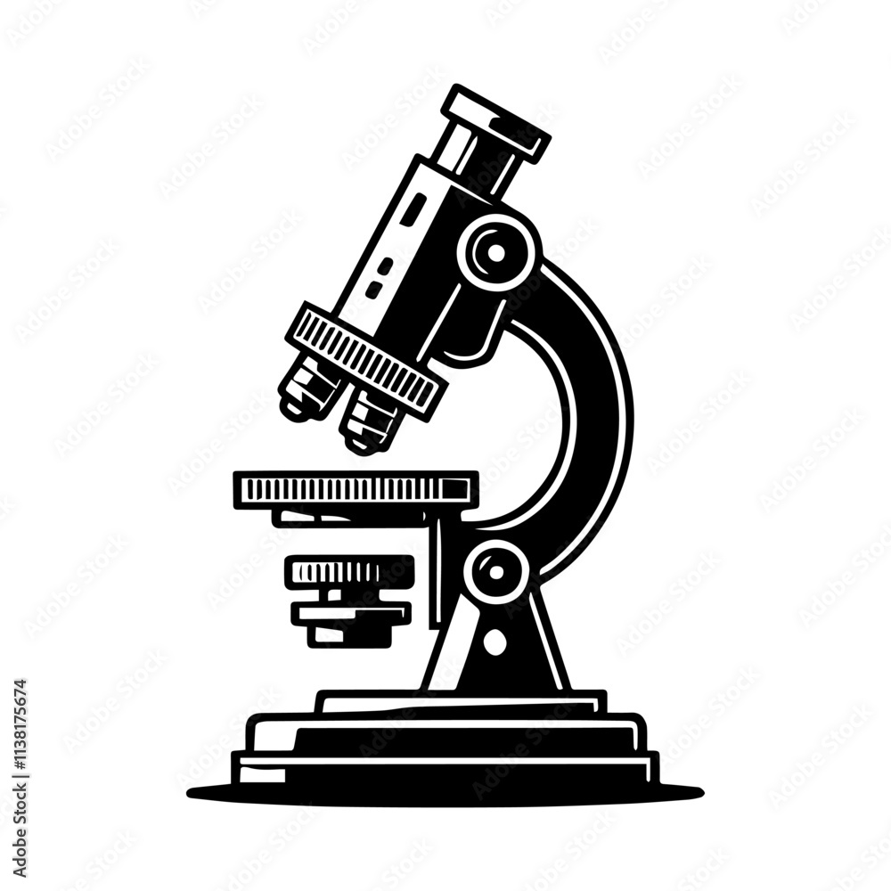 Simple Vector Icon of a Microscopes – Logo Design Illustration