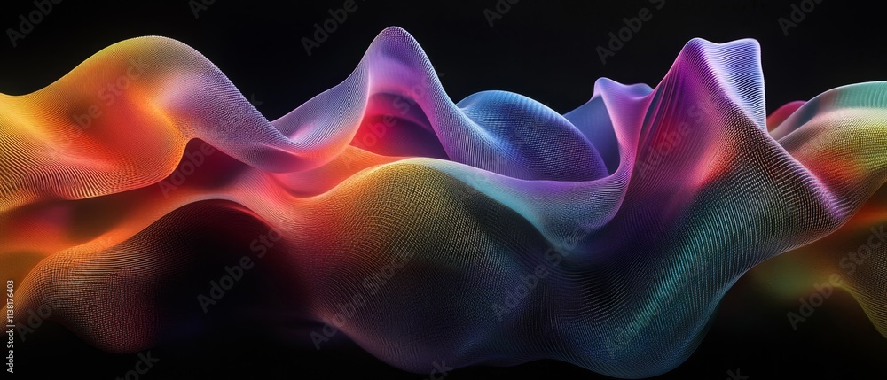 Obraz premium Layered, wavy shapes in gradient hues forming a dynamic, engaging visual style
