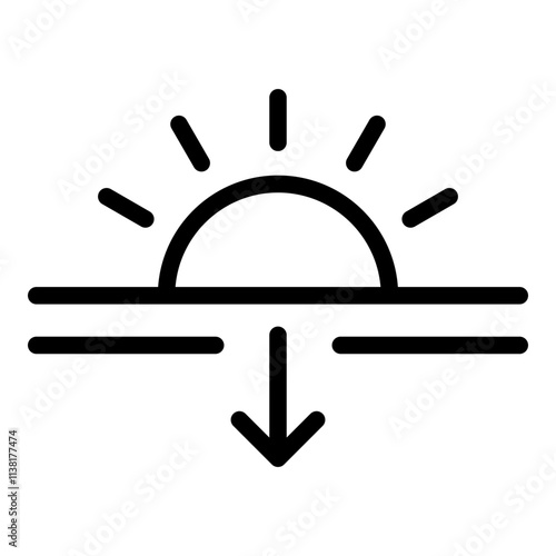 Sunset icon. Vector line icon