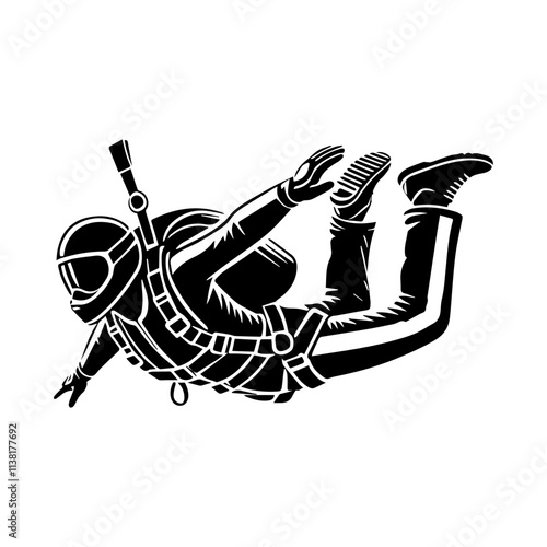 Simple Vector Icon of a Skydiving – Logo Design Illustration