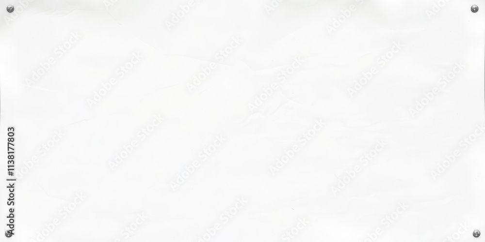 Fototapeta premium A close-up shot of a crumpled white paper poster with visible wrinkles and folds, poster, blank, white