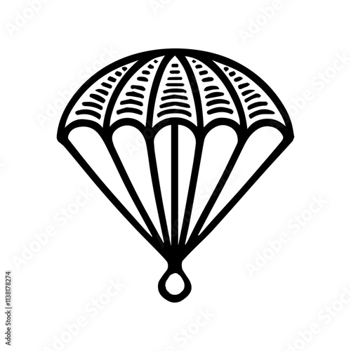 Simple Vector Icon of a Parachute – Logo Design Illustration