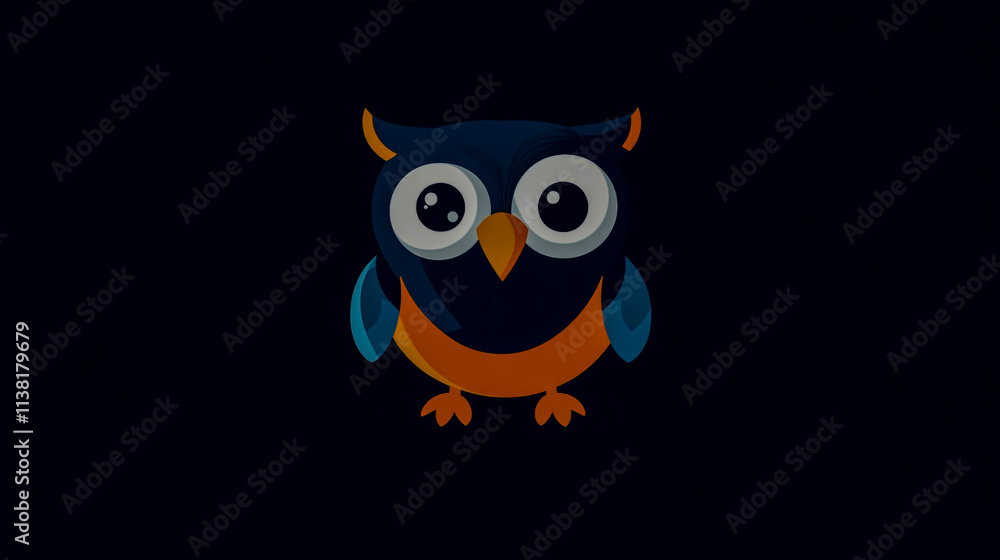 Minimalist Flat Vector Illustration of an Owl Character Minimalist Flat Vector Illustration of an Owl Character