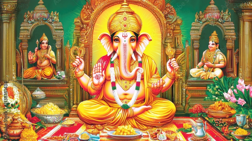 Fototapeta premium Lord Ganesha, the God of Wisdom, the God of Success , Generative AI