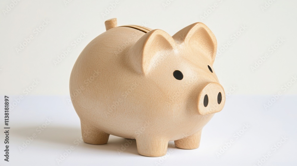 Obraz premium Simple piggy bank for savings on white isolated background.