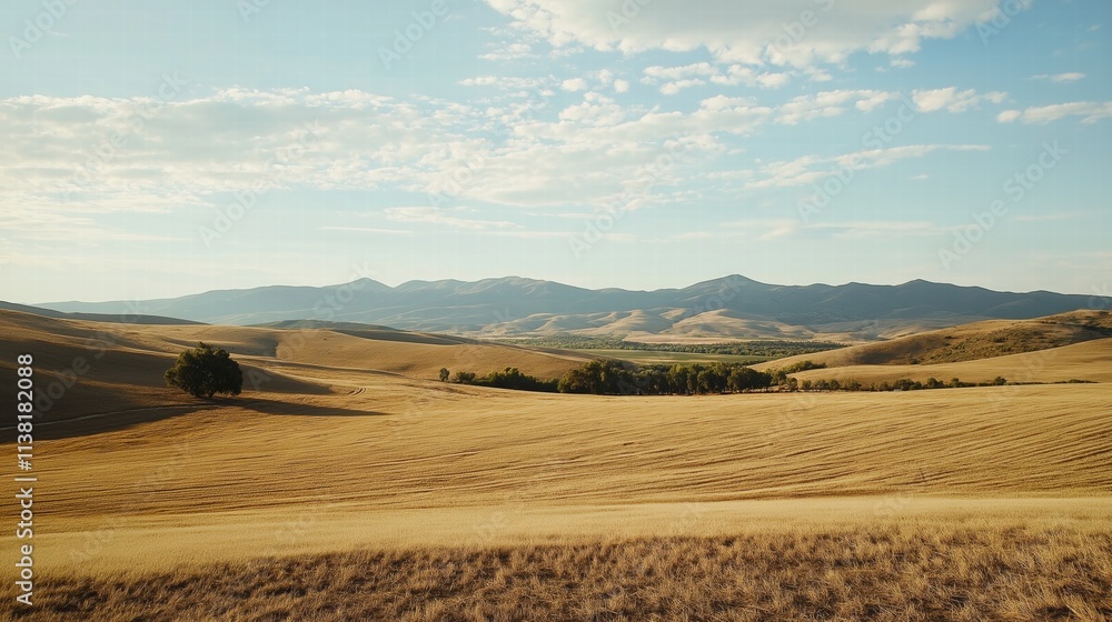 Obraz premium Serene Drought Landscape with Rolling Hills