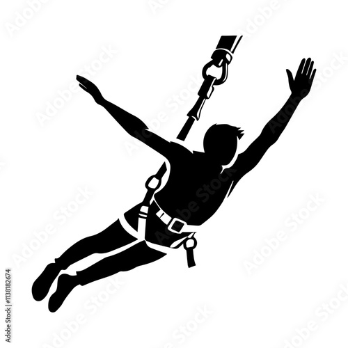 Simple Vector Icon of a Bungee Jumping – Logo Design Illustration
