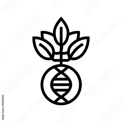 plant with dna genetic engineering line icon vector. plant with dna genetic engineering sign. isolated contour symbol black illustration