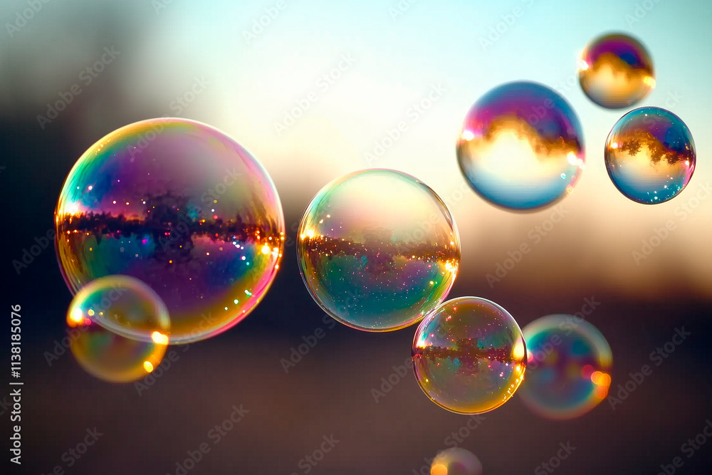 Iridescent Soap Bubbles at Sunset Iridescent Soap Bubbles at Sunset