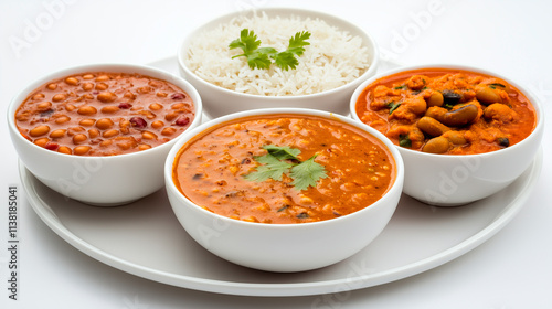 Indian Cuisine: Rice and Three Bean Curries