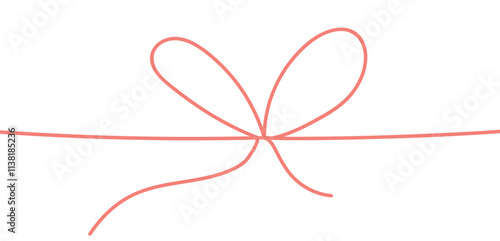 Continuous line drawing of decorative ribbon bow.