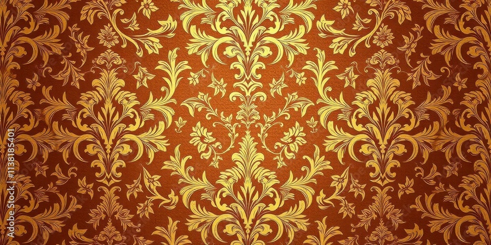 Luxurious golden background adorned with intricate damask floral pattern in rich colors and textures, texture, floral, pattern Luxurious golden background adorned with intricate damask floral pattern in rich colors and textures, texture, floral, pattern