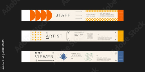 Event wristband. Customizable event wristband template. Design for festival, concert, party, and corporate events. Features a clean, modern layout with vibrant colors and space for logos or text.  photo