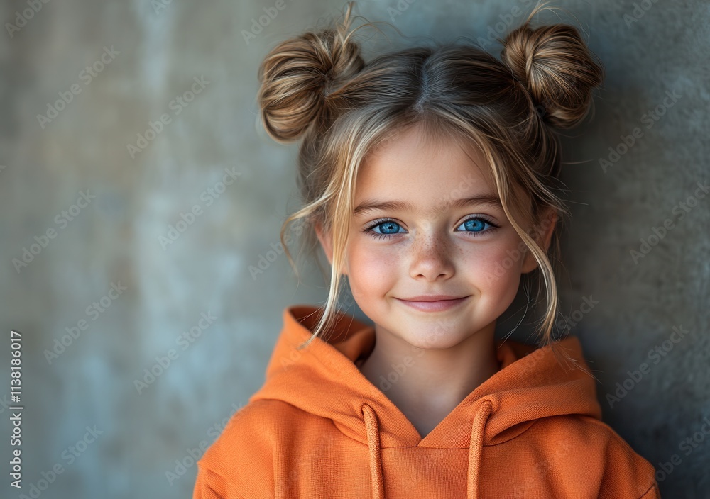 Fototapeta premium kid smiling in studio color background