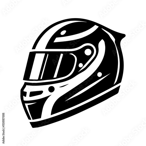 Simple Vector Icon of a Racing Helmet – Logo Design Illustration